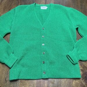 Vintage 70s Mohair Cardigan Sweater Green Medium